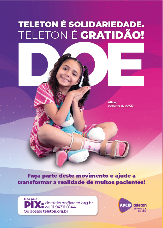 Allice Manuelly tem 7 anos e é a paciente infantil da Campanha AACD Teleton de 2024