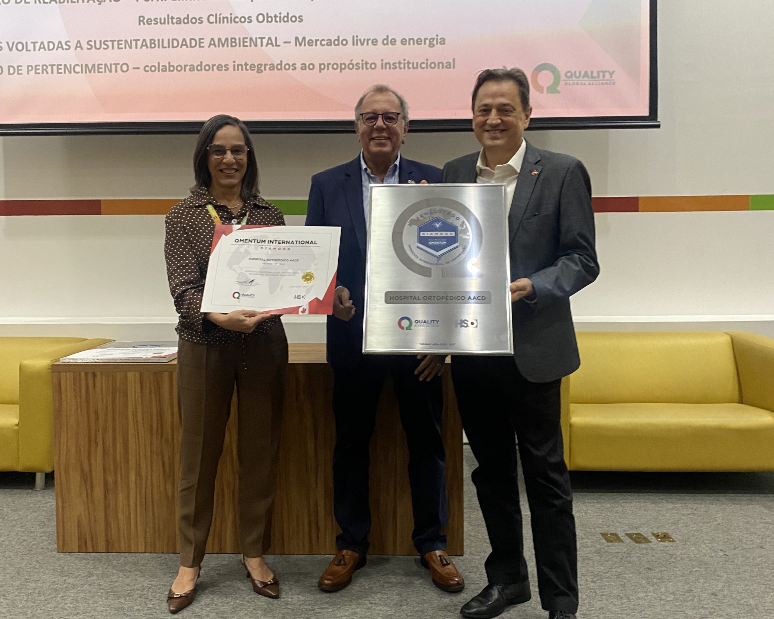 Hospital Ortopédico AACD recebe acreditação internacional Qmentum nível Diamante