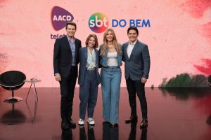 Celso Portiolli, Virginia, Daniela Beyruti e César Filho na coletiva de imprensa da Campanha AACD