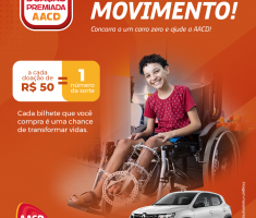 A AACD lançou a nova edição da Campanha Doação Premiada. A cada contribuição de R$ 50, o doador recebe um número da sorte para concorrer ao sorteio de um carro novo, 0 km!