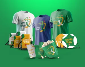 Produtos sociais da campanha "Time que transforma vidas"