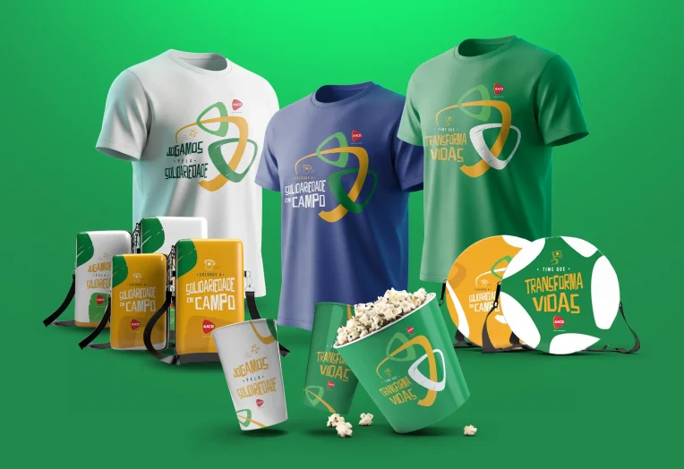 Produtos sociais da campanha "Time que transforma vidas"